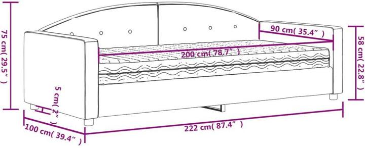 Actual product image vidaXL Tagesbett mit Matratze (90 x 200 cm)