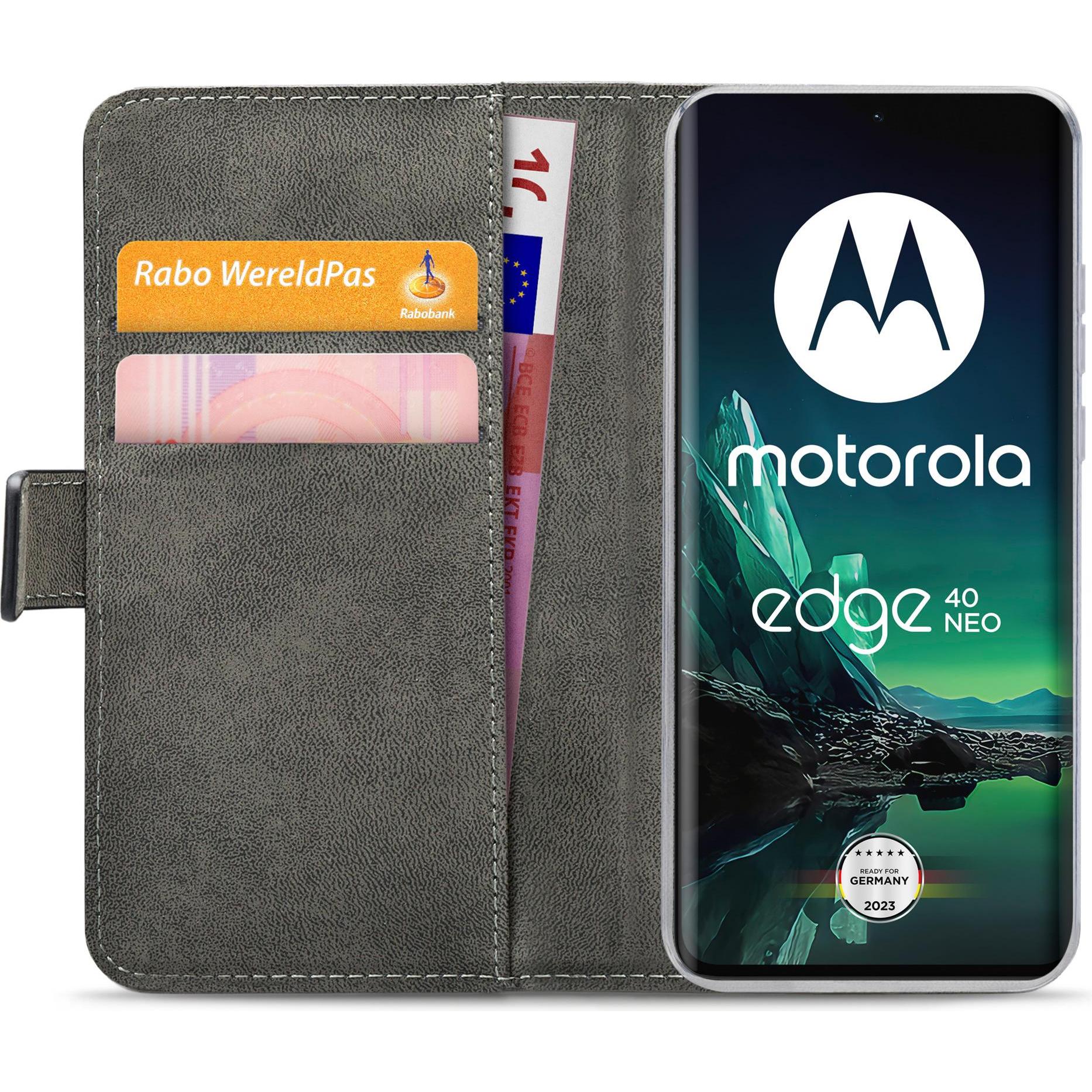 Thumbnail - Mobilize Pu-Leder Book Hülle Schwarz Motorola Edge 40 Neo (Motorola Edge 40 Neo), Smartphone Hülle, Schwarz