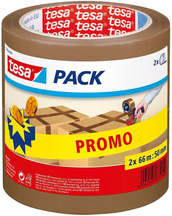 Image du produit tesa tesapack STANDARD braun 2 x 66m x 50mm (50 mm)