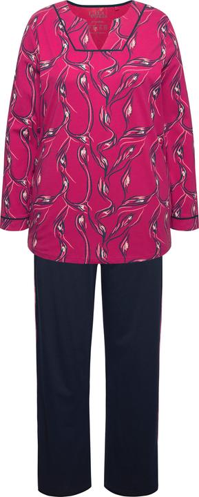 Produktbild Ulla Popken Pyjama, floraler Druck, V-Ausschnitt, Langarm (50, 52)