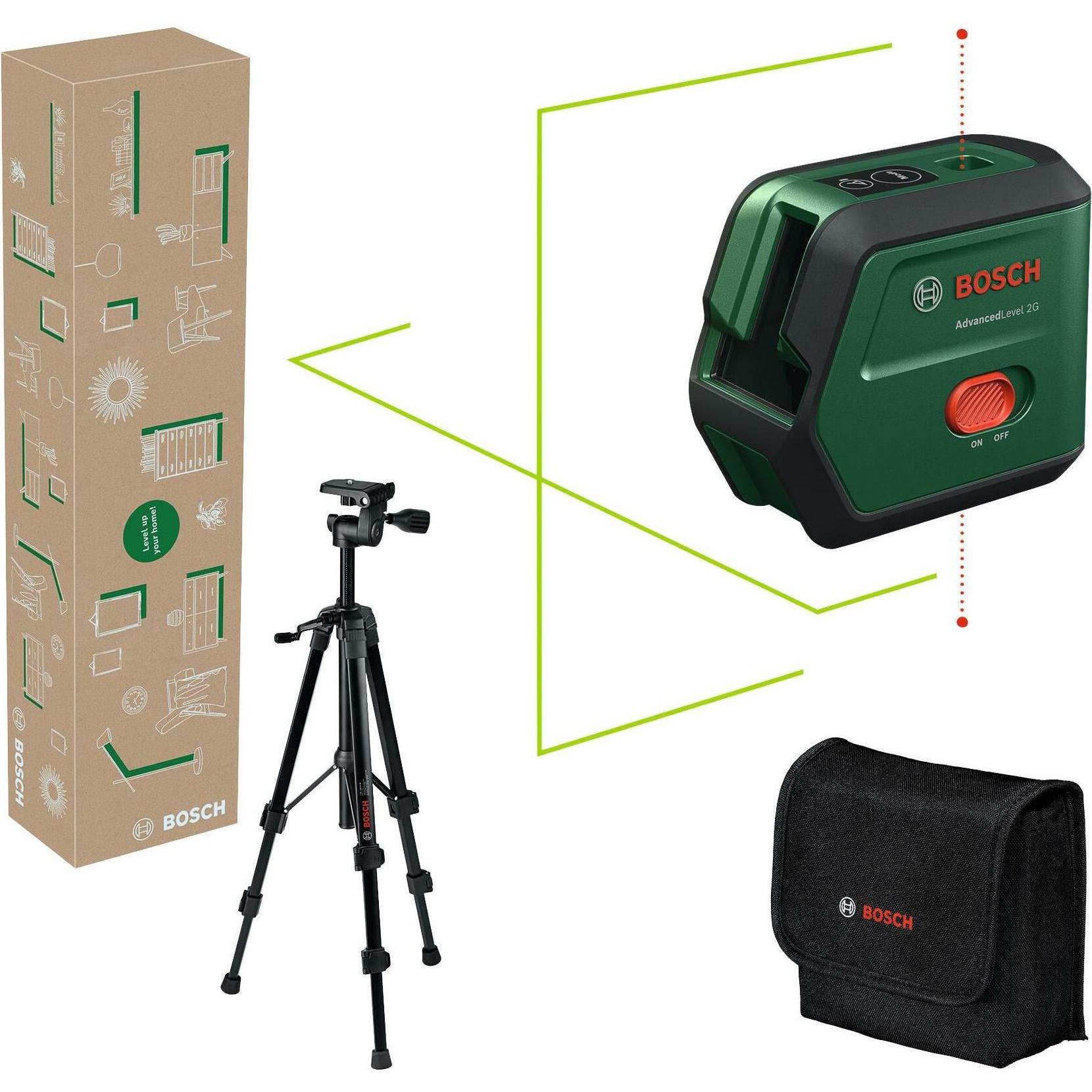 Bosch Hausgeräte, Laser lineare, Bosch Kreuzlinien-Laser AdvancedLevel 2G Set 15 m, Reichweite
