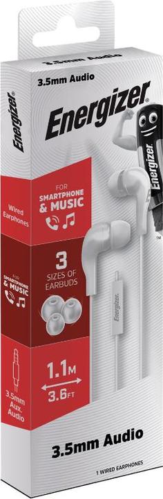 Actual product image Energizer Wired headphones - CIA5 - jack / aux 3.5 mm, white (Cable)