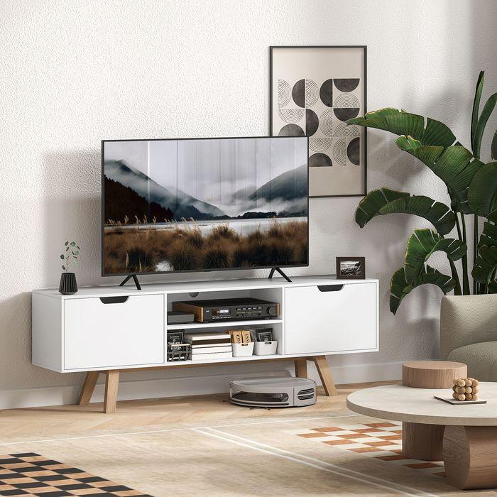 Image du produit Swisshandel24 TV-Schrank, Fernsehtisch für Fernseher bis zu 65 Zoll, Lowboard mit 2 Schränken
