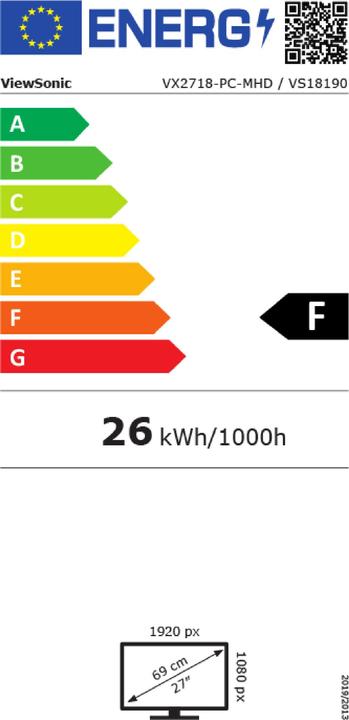 Label énergétique Viewsonic VX2718-PC-MHD (1920 x 1080 pixels, 27")