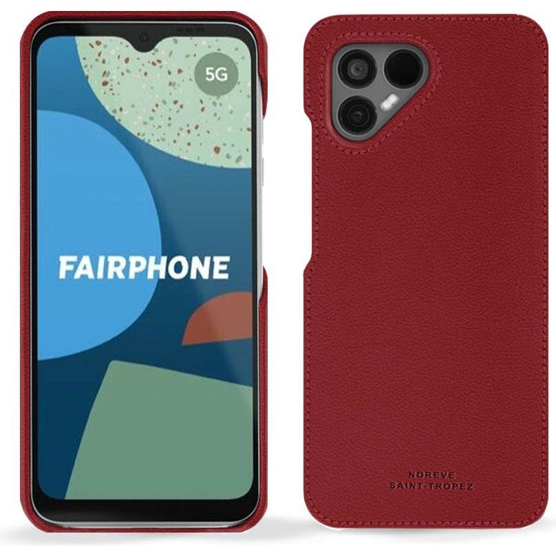 Noreve Lederschutzhülle (Fairphone 4), Smartphone Hülle, Rot