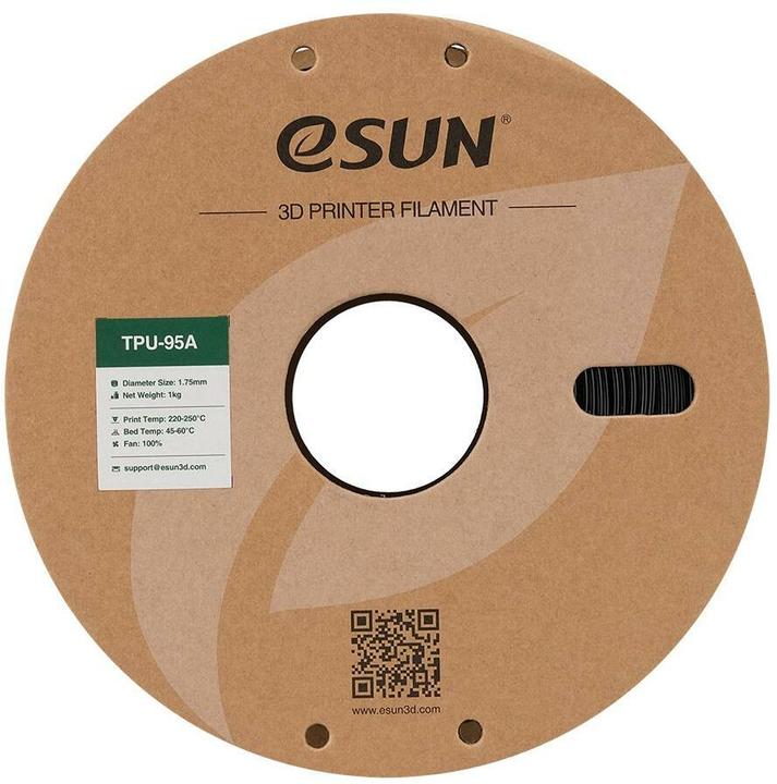 Produktbild eSUN eTPU-95A 1,75mm Black 1kg 3D Filament (TPU, 1.75 mm, 1000 g, Schwarz)