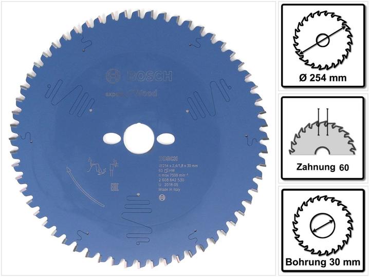 Actual product image Bosch Professional Zubehör Circular saw blade Expert for Wood, 254 x 30 x 2.4 mm, 60