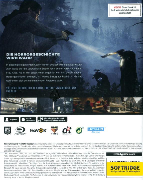Produktbild Epic Alan Wake Remastered (PS5, DE)