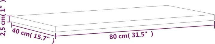 Actual product image VidaXL Tischplatte 80x40x2,5 cm Rechteckig Massivholz (80 x 40 x 2.5 cm)