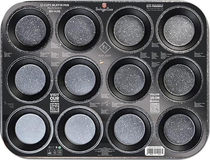 Actual product image BerlingerHaus Muffin Baking Tin for 12 pcs 35x26.5x3cm Black Silver Collection