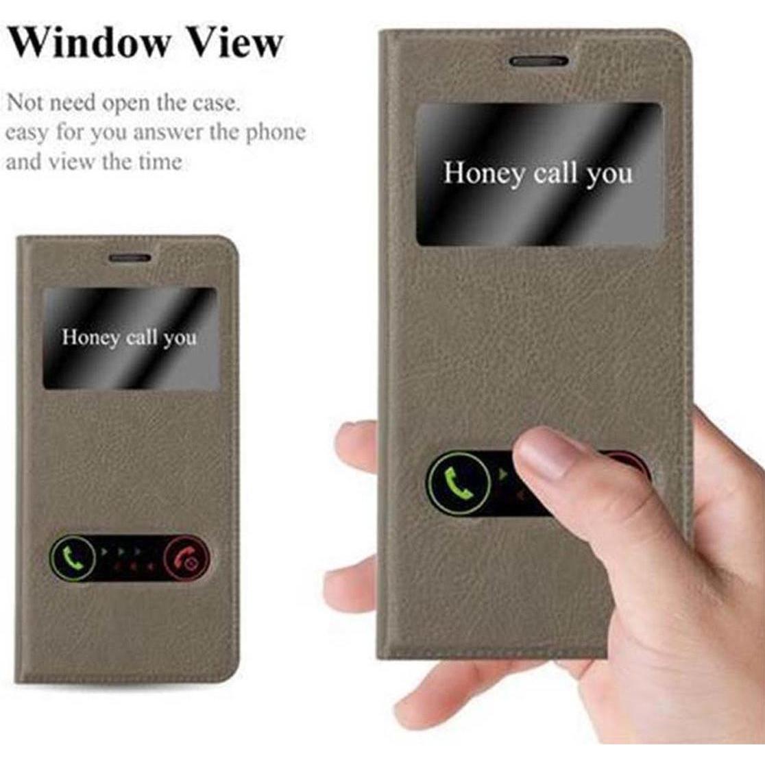 Thumbnail - Cadorabo Book mit View Doppelfenster Cover (OnePlus 5), Smartphone Hülle, Braun