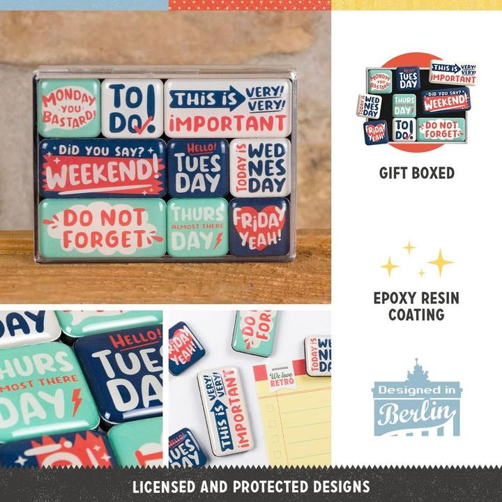 Produktbild Nostalgic-Art Merchandising Nostalgic Art Magnet-Set Happy Week 1 Stück, Mehrfarbig, Detailfarbe (1x)