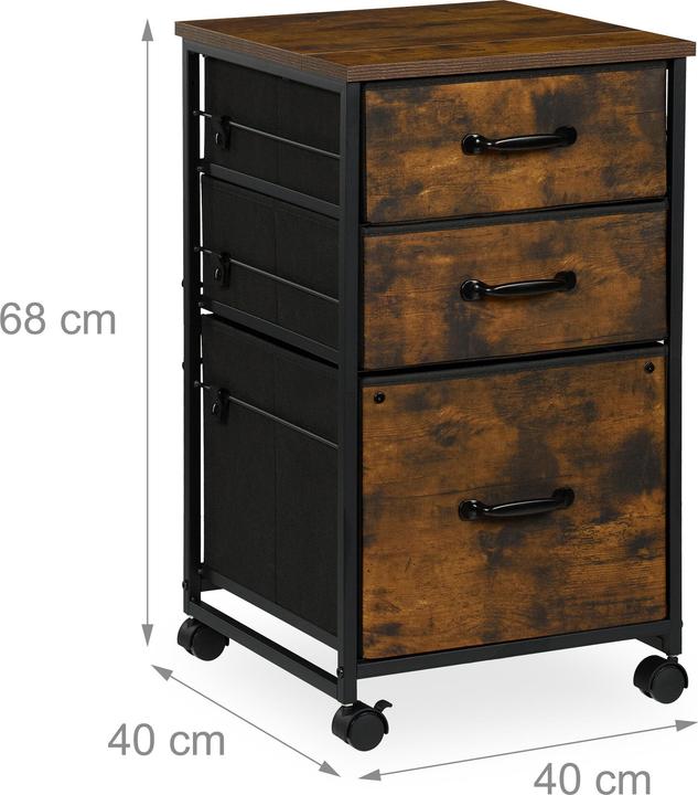 Produktbild Relaxdays Industrial Rollcontainer 3 Schubladen (40 x 40 x 68 cm)