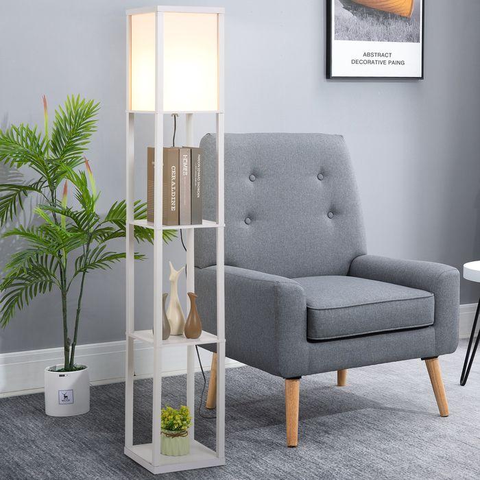 Actual product image Swisshandel24 Floor lamp Floor lamp with 3 shelves Interior lighting E27 up to 40W for living room/bedroom (E27)