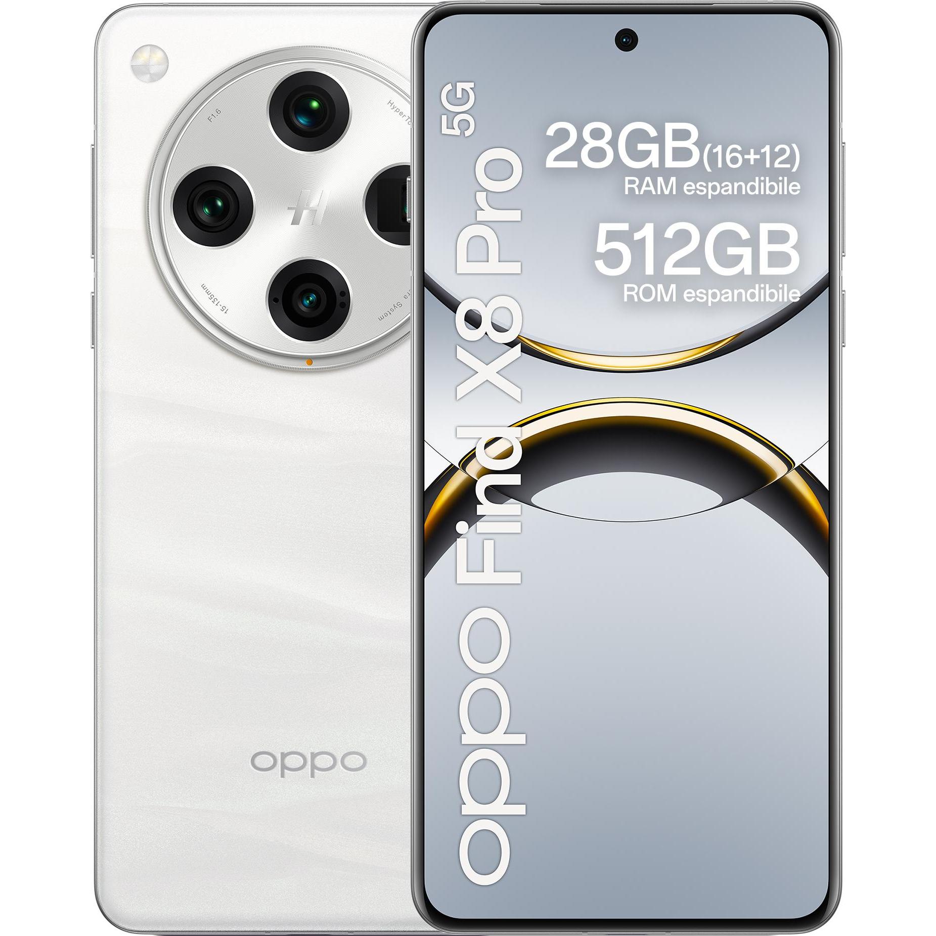 OPPO Find X8 Pro (512 GB, Weiss, 6.77", SIM + eSIM, 50 Mpx, 5G), Smartphone, Weiss