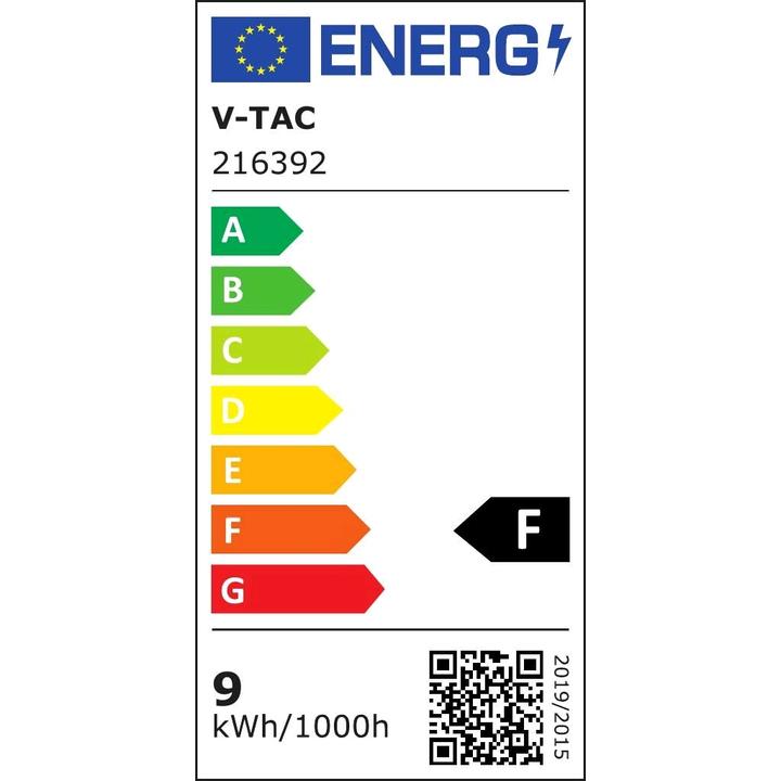 Energie-Label V-TAC VT6072 LEDRöhre T8 9W 60 cm NanoKunststoff 3000K (G13, 850 lm, 1 x)