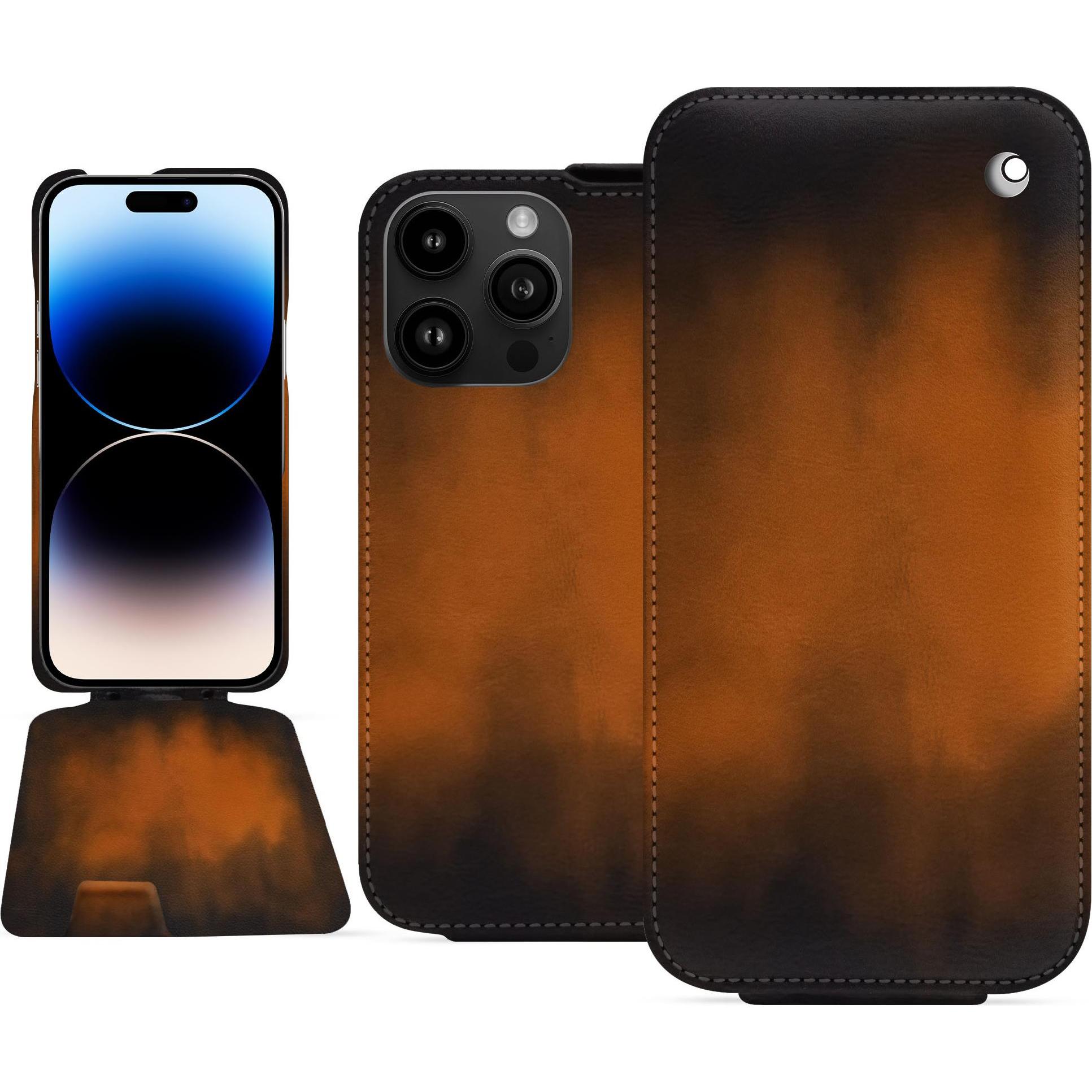 Thumbnail - Noreve Lederschutzhülle vertikal (Apple iPhone 15 Pro Max), Smartphone Hülle, Braun