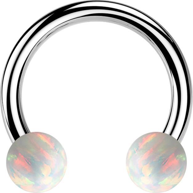Immagine prodotto Star Piercing Bilanciere circolare in argento con due sfere di colore bianco opale (senza ottone, Acciaio chirurgico 316L)