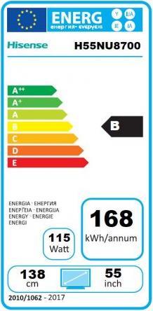 Energy Label Hisense H55nu8700 (55", LCD, 4K)