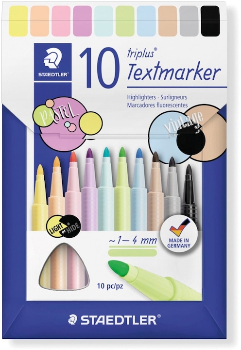 Immagine prodotto Staedtler triplus textsurfer 362 C evidenziatore triangolare scatola di cartone con 10 pezzi, assortiti (10 colori, 4 mm, 10 x)