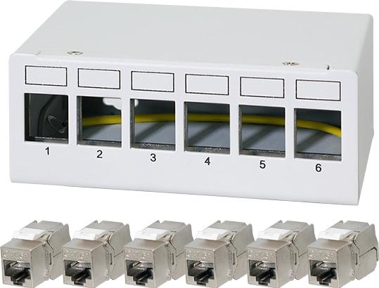 LogiLink Patch Panel 6 Port mit 6 Cat.6A Keystone Modulen
