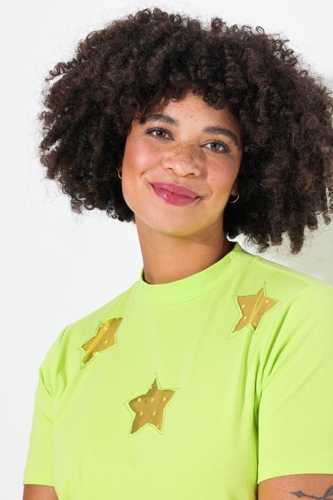 Produktbild Angel of Style T-Shirt, CutOut Mesh-Sterne, Stehkragen (54)