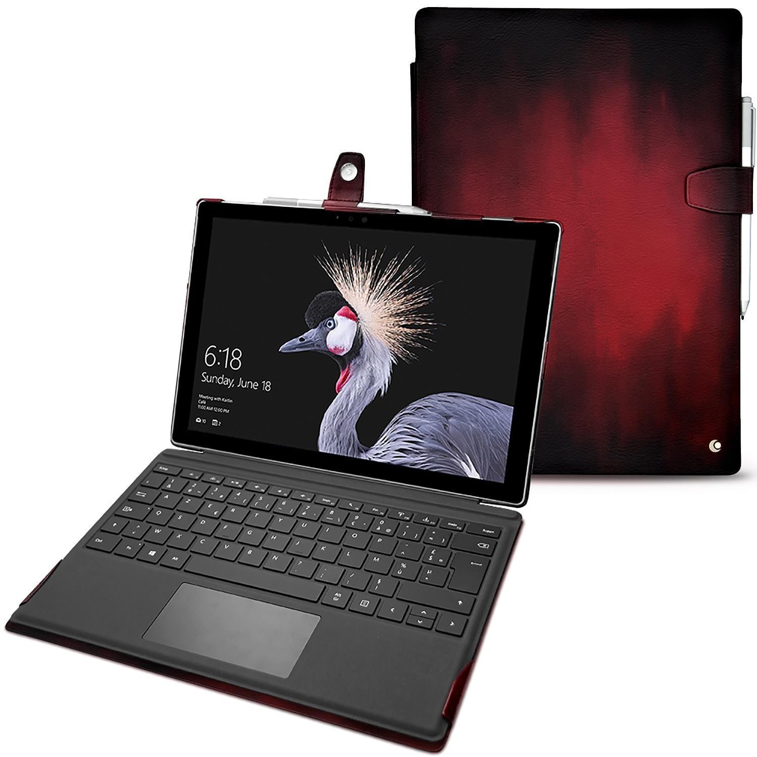 Thumbnail - Noreve Lederschutzhülle (Surface Pro (2017)), Tablet Hülle, Rot