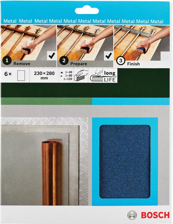 Produktbild Bosch Zubehör Handschleifpapier Metall, 230 x 280 mm, P40/80/120 (40, 80, 120)