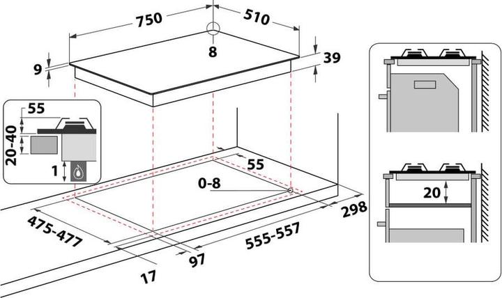 Produktbild Hotpoint PCN 751 T/IX/HA Kochfeld Edelstahl Einbau-Gasherd(e) 5