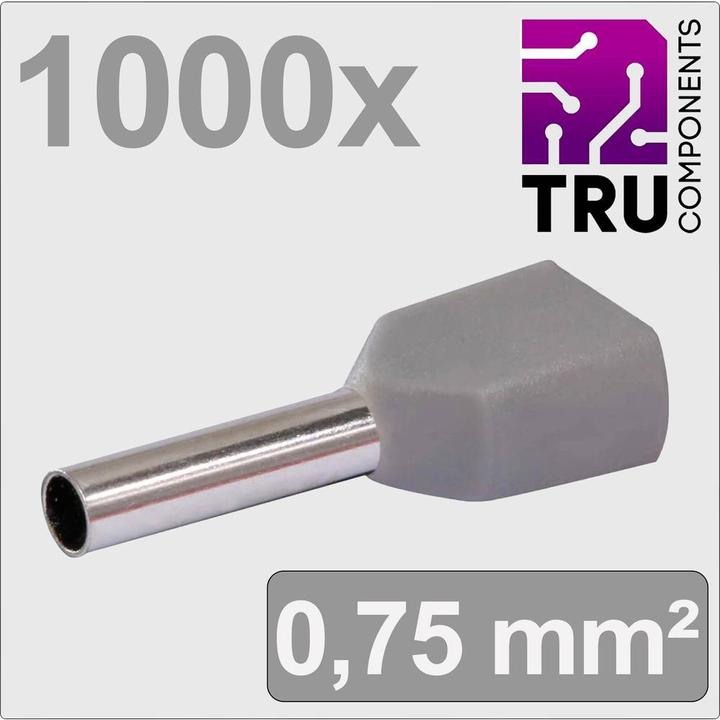 Produktbild Tru Components TC-13377228 Zwillings-Aderendhülse 0.75 mm² Teilisoliert Grau 100