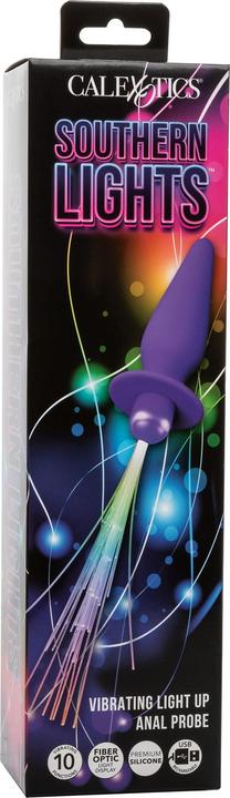 Actual product image CalExotics Southern Lights Light Up Luminous Anal Plug 10 Vibrations Silicone Purple