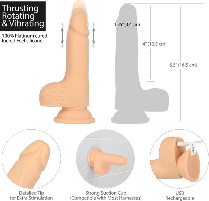 Actual product image Naked Addiction Thrusting Dong with Remote 16.5 cm Vanilla