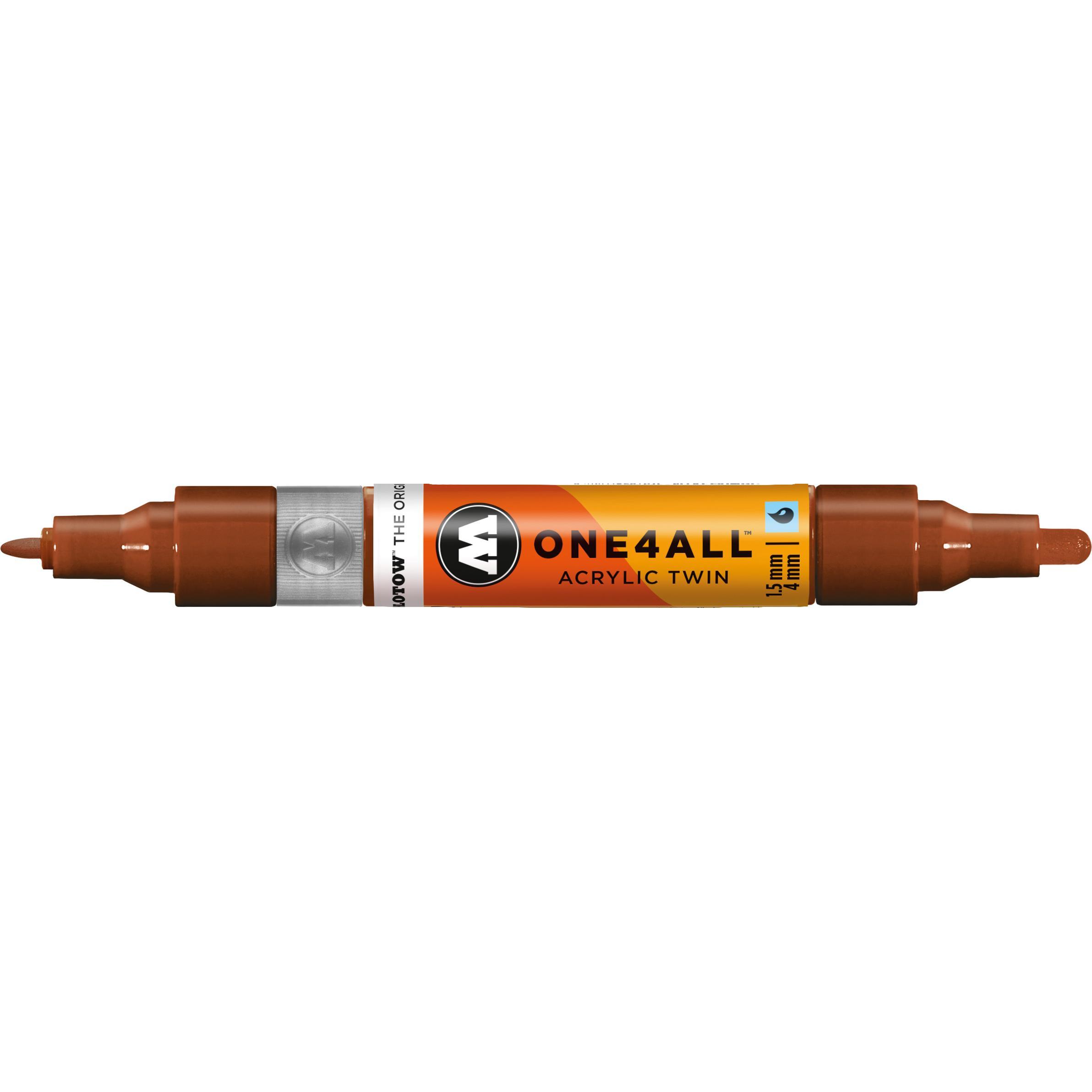 Thumbnail - Molotow, Marker, Marqueur pour Maquettes - One4All Twin - Acrylique Noisette - 1,5/4mm - -092 - 15 cm (Haselnussbraun, 4...