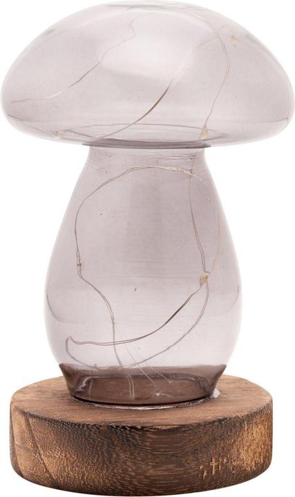 Actual product image Hestia Grey Glass Mushroom with LED Lights - Medium