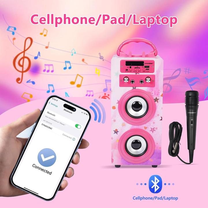 Actual product image Dynasonic Tragbare Karaoke-Maschine mit 2 Mikrofonen