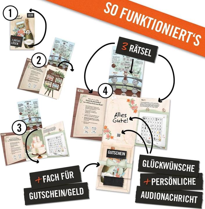 Actual product image Hidden Games Just Married (wedding card) - puzzle card (Danish, 1 Players)