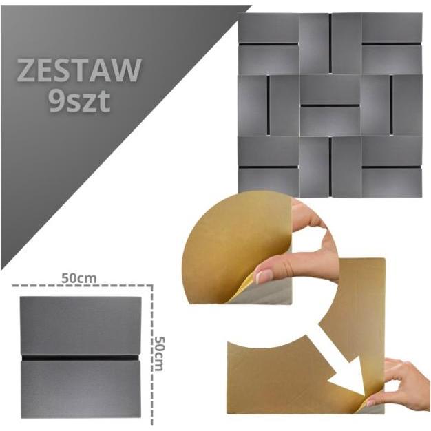 No Name DNA AM6 GY Akustikplatte Set mit 9 Stk. grau (9 pz.), Elemento acustico, Grigio