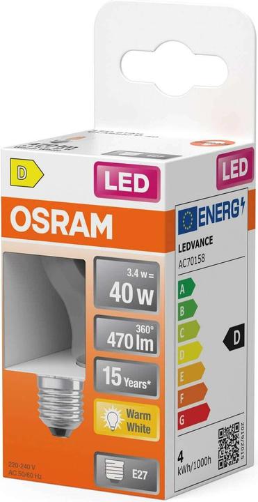 Produktbild Steffen Osram LED Star Retrofit Classic P E27 240V 3.4W 470lm WW (E27, 470 lm, 6x)