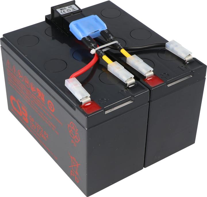 Produktbild CSB Nachbau Akku exakt passend für den APC-RBC48 Akku vormontiert mit Kabel und Stecker
