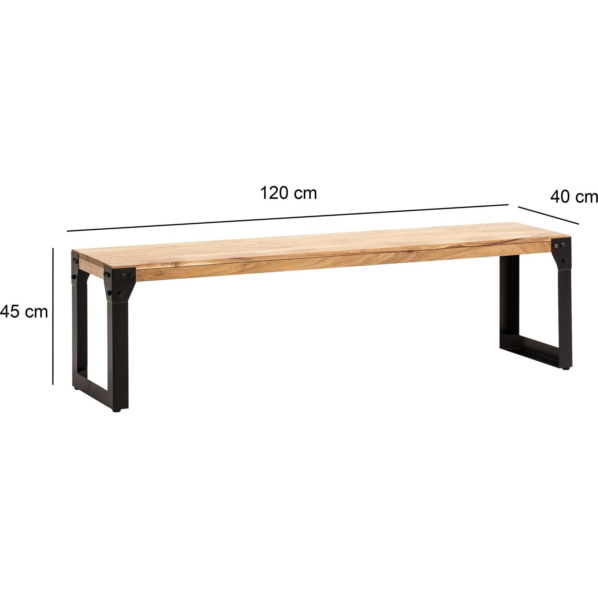Thumbnail - FineBuy, Sitzbank, Esszimmerbank Sitzbank Akazie Massivholz Essbank Industrial Holzbank (40 cm)