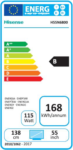 Energie-Label Hisense H55n6800 (55", LCD, 4K)