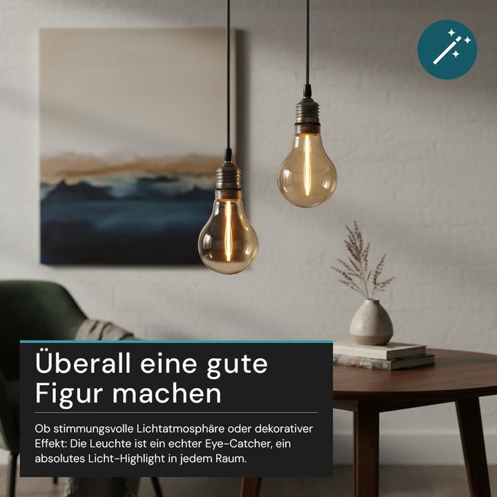 Produktbild Luxula LED-Filament-Lampe, Line Amber, E27, 2W, 65lm, 1800K (E27, 60 lm, 1x)