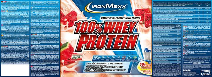 Image du produit IronMaxx 100% de protéines de lactosérum (Melon, 1 x, 900 g)