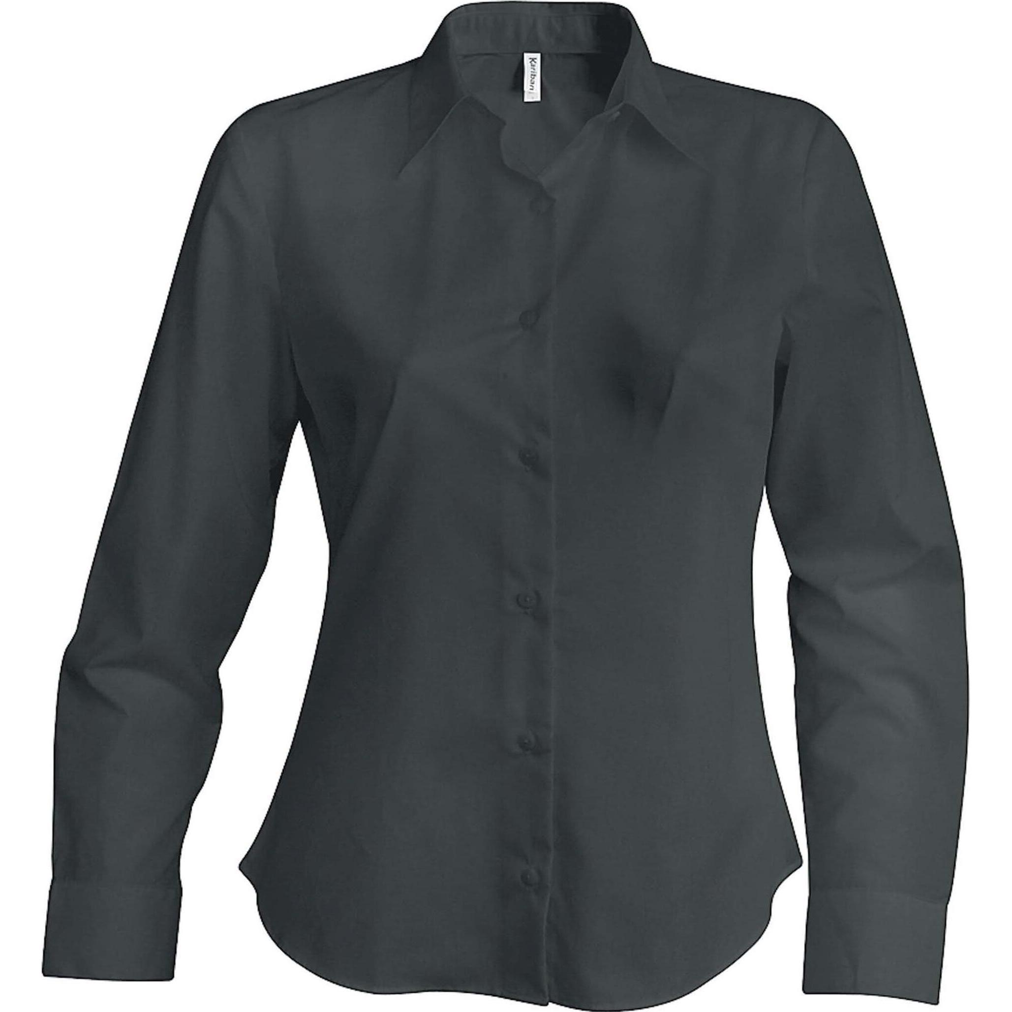 Kariban, Damen, Hemd, sans repassage, Grau, (4XL)