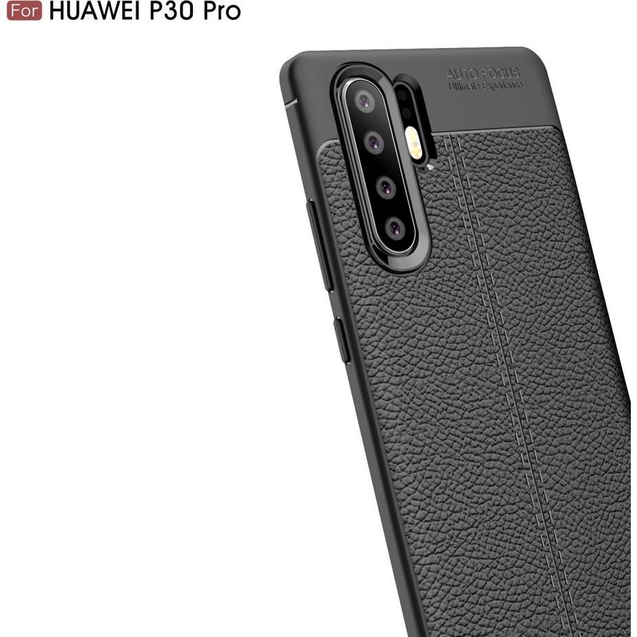 Thumbnail - Screenguard Huawei P30 Pro Hülle Leather Design TPU Cover (Huawei P30 Pro), Smartphone Hülle, Schwarz
