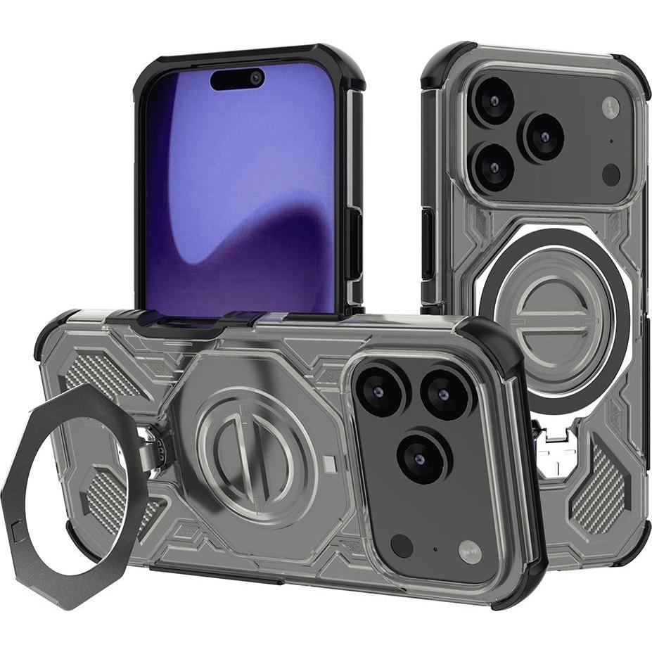 Techsuit - Carbon Shield PRO - iPhone 17 Pro - Smoke Black (Apple iPhone 17 Pro), Cover smartphone, Nero