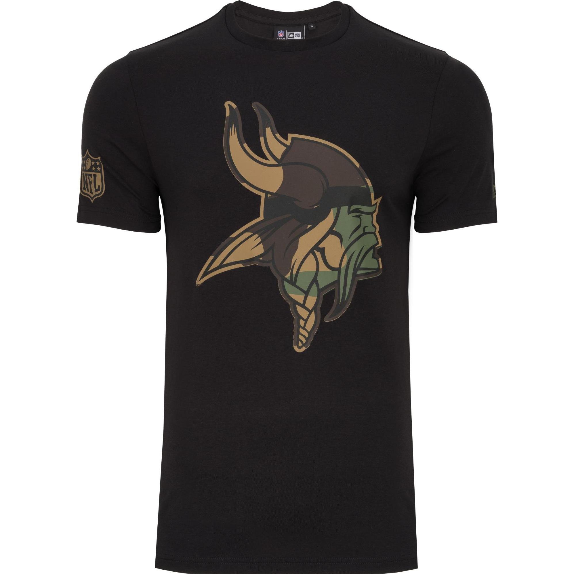 New Era, Herren, Shirt, Shirt - NFL Minnesota Vikings schwarz / camo - XS, Schwarz, (XS)