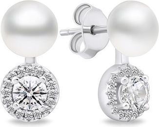 Image du produit Brilio Silver - Boucles d'oreilles élégantes en perle avec zircons EA611W