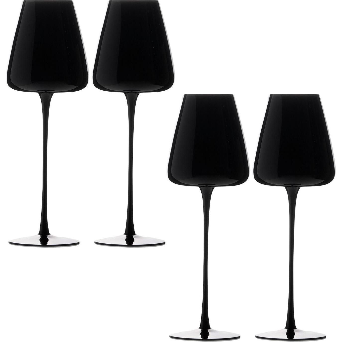 Intirilife Wein Glas Set für Rotwein Weisswein, Weingläser, Schwarz