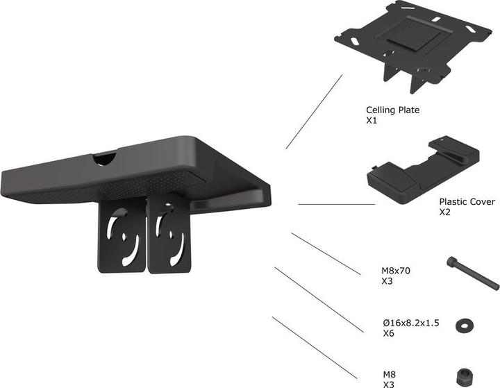 Image du produit Multibrackets Beamer TV Plaque de support plafond,noir max 90kg